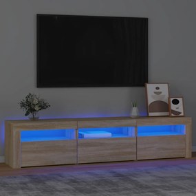 3152756 vidaXL ТВ шкаф с LED осветление, дъб сонома, 180x35x40 см