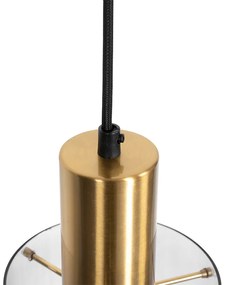 Висяща лампа ретро месинг с димно стъкло - Vidra