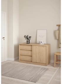 Скрин от дъбов декор с плъзгащи се врати в естествен цвят 119x76x50 cm Naia – Tvilum