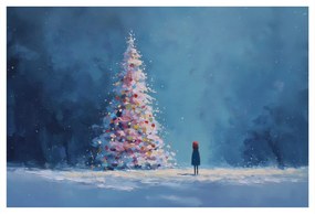 Картина на платно – Коледно дърво и самотен пътник