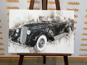 Картина на платно – Исторически ретро автомобил в черно-бяло