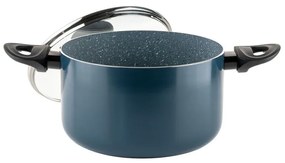 Дълбока тенджера Luigi Ferrero Prima FR-2245D, 22x13 см, 4.5 л, Незалепващо покритие с мраморен ефект, Индукция, Стъклен капак с отвор, Тъмносин