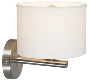 Модерна стоманена стенна лампа с бял абажур - VT