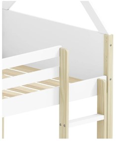 Двуетажно детско легло тип къща в бял и естествен цвят 90x190 cm Valka – Marckeric