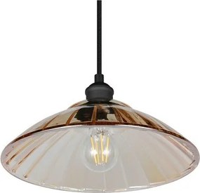 Черно/в кехлибарен цвят метално висящо осветително тяло със стъклен абажур ø 29,5 cm Eluna – Reality