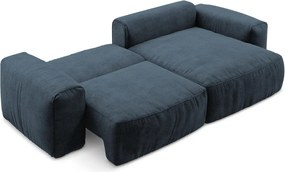 Тъмносин шенилов сгъваем ъглов диван (десен ъгъл) Kuki – Makamii