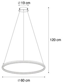 Смарт висяща лампа черна 60 см с LED и RGBW - Girello