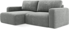 Сив шенилов сгъваем/с място за съхранение ъглов диван (ляв ъгъл) Kona – Makamii