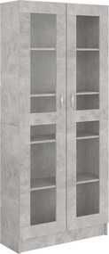 802772 vidaXL Шкаф витрина, бетонно сив, 82,5x30,5x185,5 см, ПДЧ