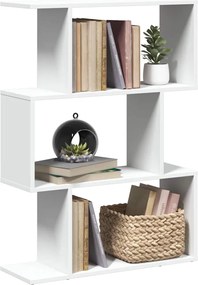 858111 vidaXL Преграда за стая, библиотека с 3 нива, бяла, 70x24x97 см, инженерно дърво