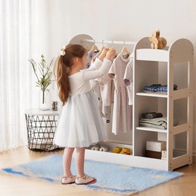 GINGER HOME Дървен щендер за дрехи с огледало WHITE