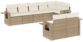 3252755 vidaXL Градински диван с възглавници, 8 части, бежов полиратан