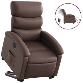 3204056 vidaXL Електрически изправящ реклайнер стол, кафяв, изкуствена кожа