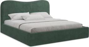 Зелено двойно легло 140x200 cm тапицирано с място за съхранение с включена подматрачна рамка Kahai – Makamii