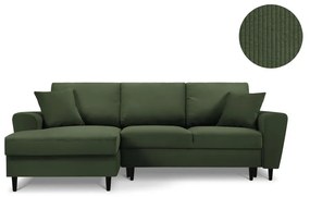 Зелен ъглов велурен разтегателен диван , ляв ъгъл Jazz - Kooko Home