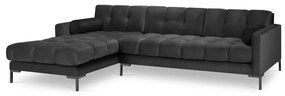 Тъмносив ъглов диван от кадифе , ляв ъгъл Bali - Cosmopolitan Design