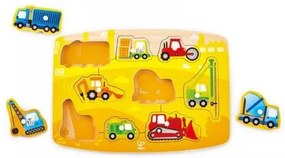 Hape - Дървен пъзел Строителни машини