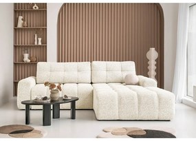 Кремав разтегателен модулен ъглов диван с място за съхранение (десен ъгъл) Lulu – Miuform