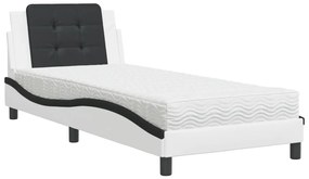 3208830 vidaXL Легло с матрак, бяло и черно, 80x200 см, изкуствена кожа