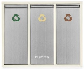 Klarstein Ordnungshütter 3, 45 л, кремаво-бежова, сортирана кутия за отпадъци, 3 x 15 л