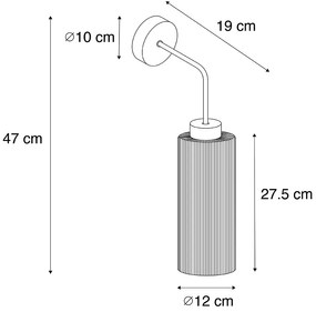 Стенна лампа в стил Арт Деко злато със стъкло - Laura