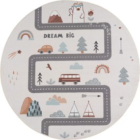 Кремав детски килим подходящ за пране ø120 cm Coco 1134 – Ayyildiz Carpets