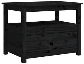 820940 vidaXL Кафе маса, черна, 71x49x55 см, борово дърво масив
