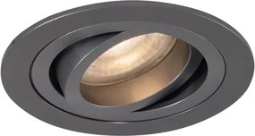 Модерен вграден прожектор тъмно сив GU10 50mm кръгъл накланящ се - Rondoo