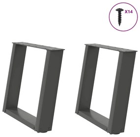 4012766 vidaXL Крака за масичка за кафе, U-образни, 2 бр., антрацит, 50x(42-43) см, стомана