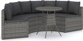 3064907 vidaXL Градински комплект с възглавници, 5 части, полиратан, сив