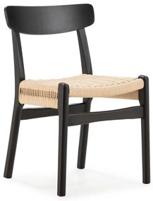 Черни трапезни столове в комплект 2 бр. от масивно каучуково дърво Biel – MOME