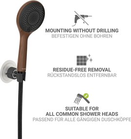 Черен пластмасов държач за душ слушалка без пробиване Libertà – Wenko