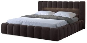 Тъмнокафяво двойно легло 180x200 cm тапицирано с място за съхранение с включена подматрачна рамка Lamica – ELTAP