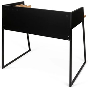 Черно работно бюро с детайли от дъбова дървесина Volga - TemaHome