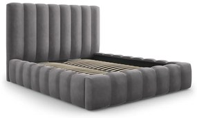 Сиво тапицирано двойно легло с място за съхранение 200x200 cm Kelp - Micadoni Home