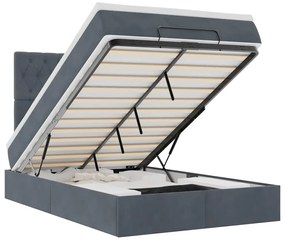 3314385 vidaXL Османска легло с матраци и LED, тъмносиво, 120x200 см, кадифе
