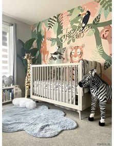 Светлосин ръчно изработен памучен детски килим подходящ за пране 110x170 cm Puffy Dream – Lorena Canals