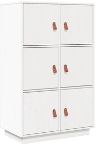 820173 vidaXL Висок шкаф, бял, 67x40x108,5 см, борово дърво масив