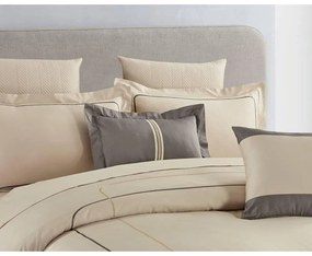 Бежово двойно удължено спално бельо от памук Renforcé с включен долен чаршаф/6 части 240x220 cm Calm of Lines – Mila Home Luxury