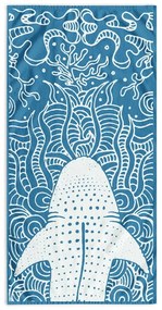 Синя плажна кърпа 90x180 cm Shark - DecoKing
