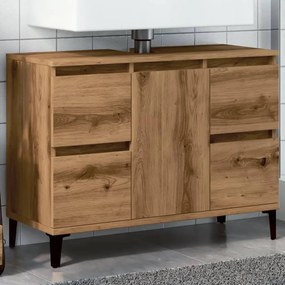 857130 vidaXL Шкаф за мивка Artisan Oak 80x33x60 cm Инженерна дървесина