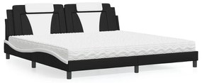 3208822 vidaXL Легло Viana без матрак, черно и бяло, 200x200 см, изкуствена кожа