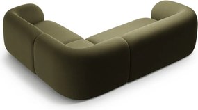 Зелен кадифен ъглов диван (десен ъгъл/L форма) Kate – Micadoni