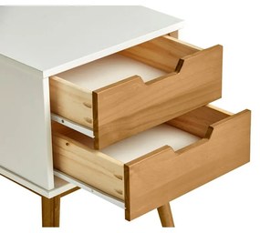 Нощно шкафче в бяло и кафяво, изработено от масивна борова дървесина Baku - Marckeric