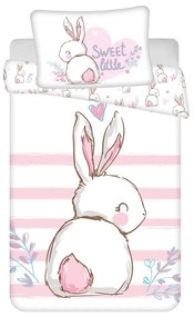 Бяло-розово памучно детско спално бельо за детско креватче 100x135 cm Bunny "Sweet" – Jerry Fabrics
