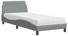 3208324 vidaXL Легло с матрак, светлосиво, 90x200 см, плат