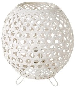 Бяла бамбукова настолна лампа с бамбуков абажур (височина 23 cm) - Casa Selección