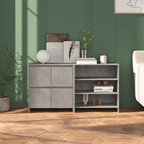 3098084 vidaXL Бюфет от 2 части, бетонно сиво, инженерно дърво