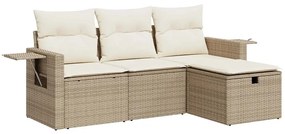 3325454 vidaXL Градински диван с възглавници, 4 части, бежов полиратан