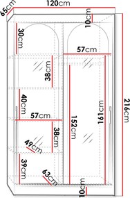 Гардероб Модин плъзгащ-бял-дължина: 120 см